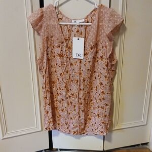 DR2 Orange Gold Ruffled Cap Sleeve Blouse